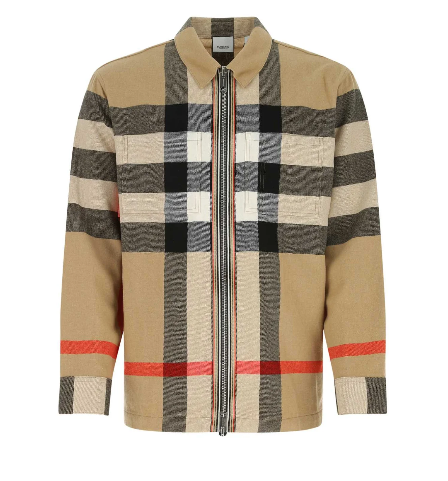 BURBERRY CHECKED ZIP_UP SHIRT JACKET