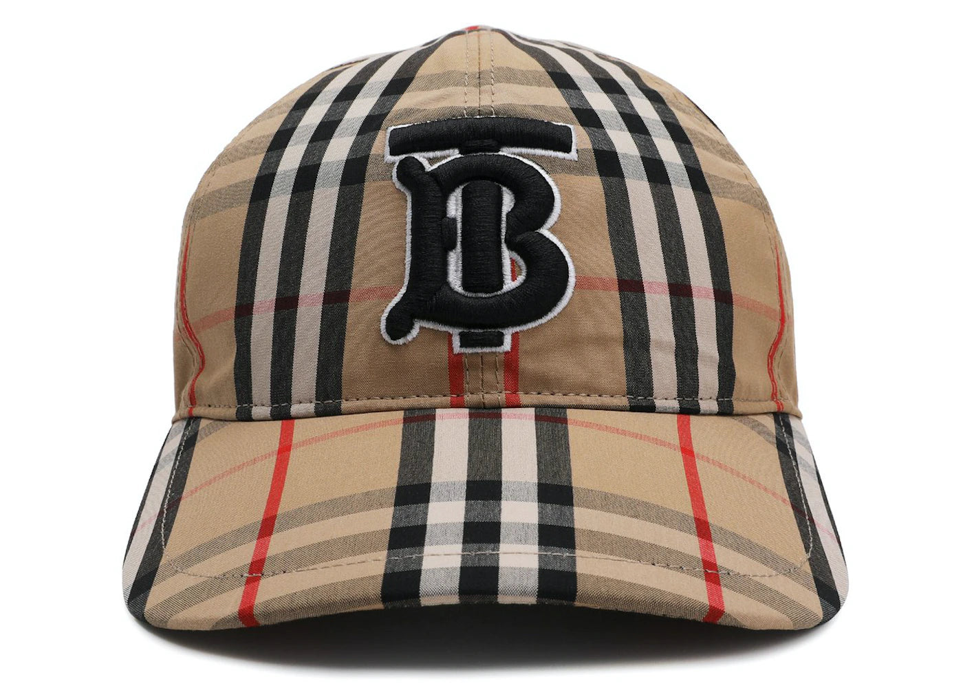 Buberry  vintage Check Cotton Monogram Baseball Cap in Beige