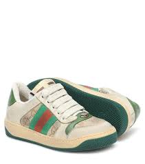 GUCCI Screener GG Distressed Leather Sneakers