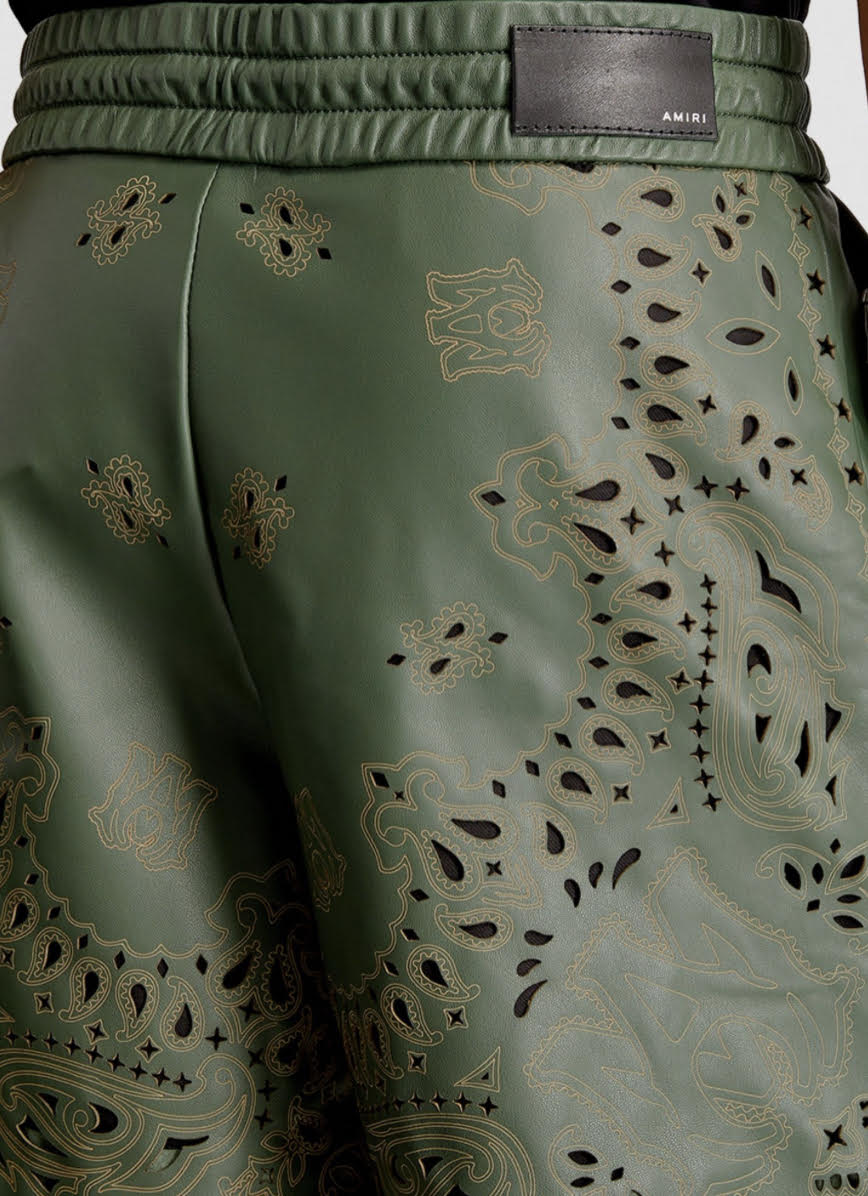 AMIRI  bandana laser-etched leather shorts